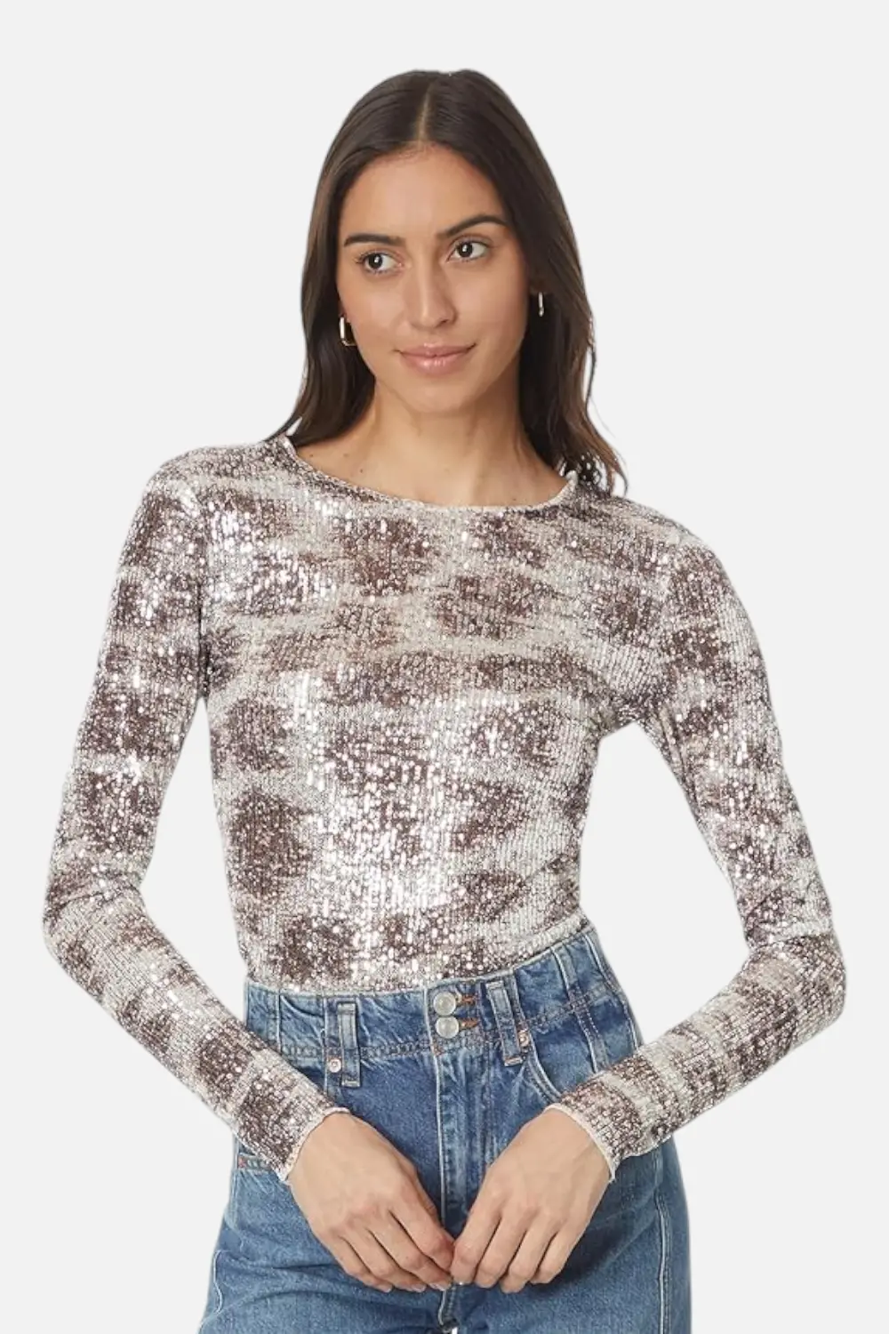 Free People Printed Gold Rush Long Sleeve In Alabaster 1