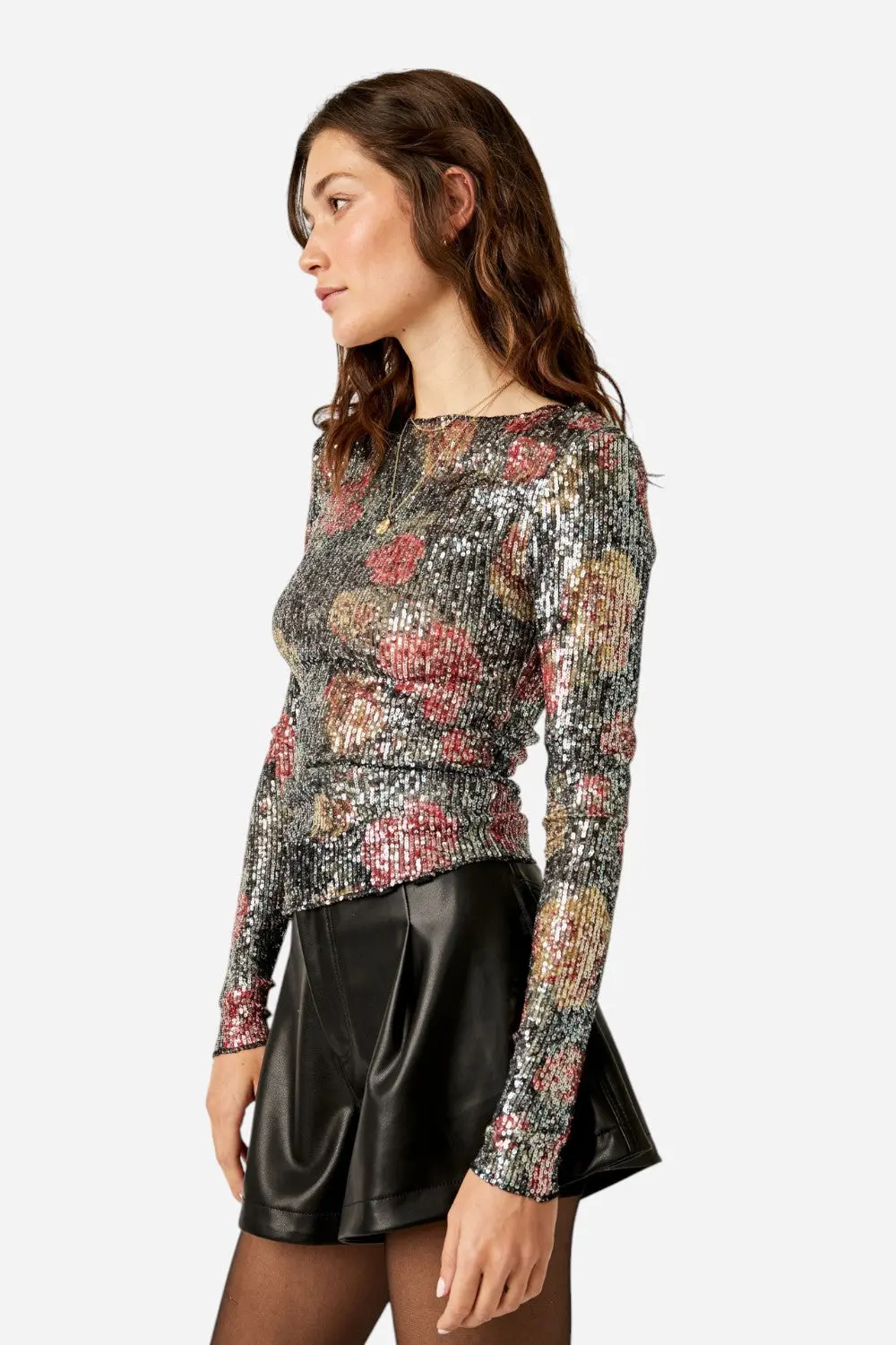 Free People Printed Gold Rush Long Sleeve Top In Midnight Combo 4