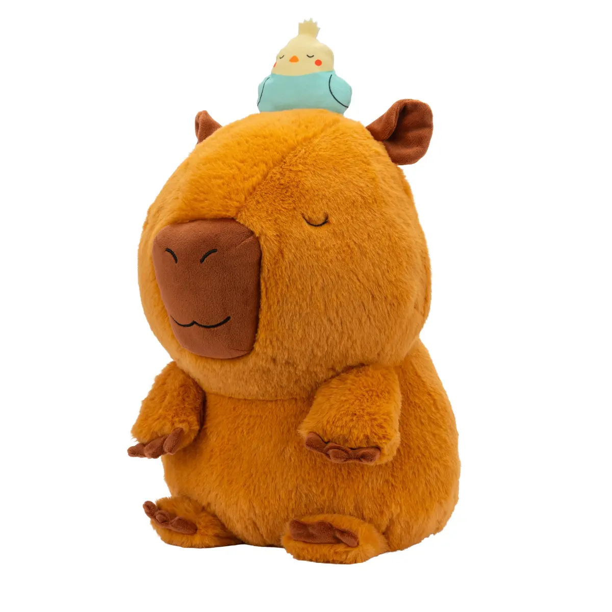 Russ 14-Inch Sleepy Capybara With Bird Plush 2