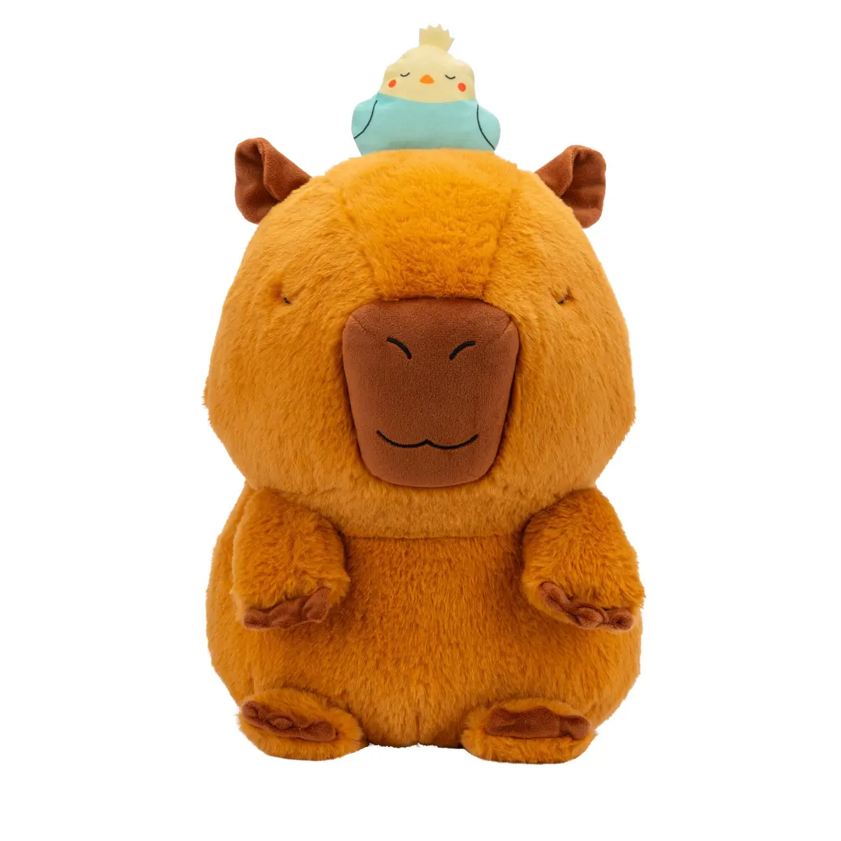Russ 14-Inch Sleepy Capybara With Bird Plush 1