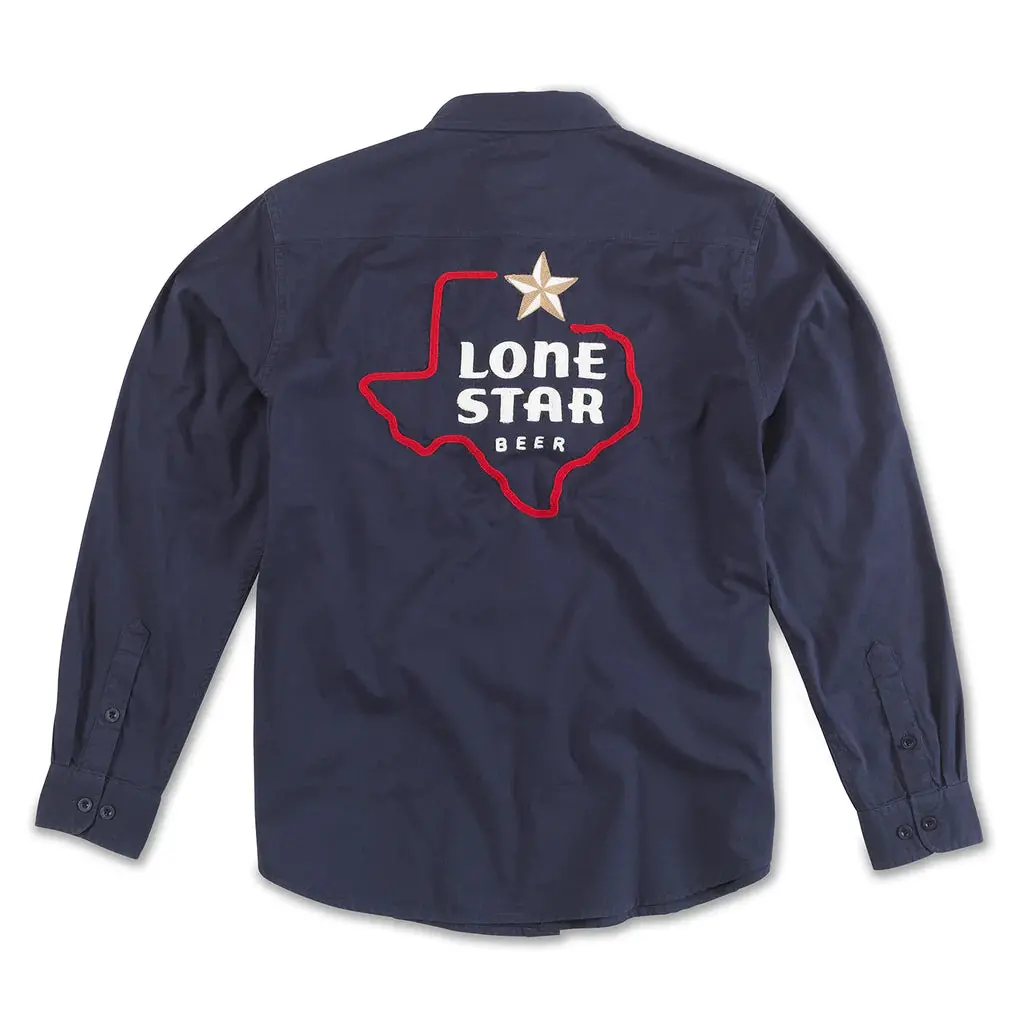 American Needle Daily Grind Lone Star Long Sleeve Button Up In Navy 2