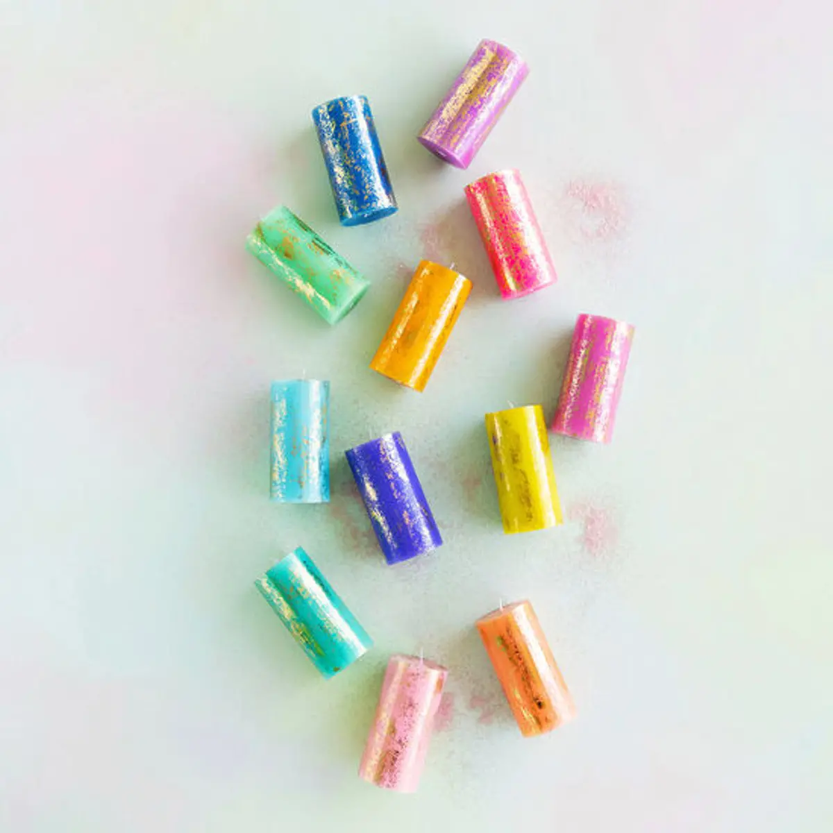 Rainbow Pillar Candle 6'' - Light Pink 1