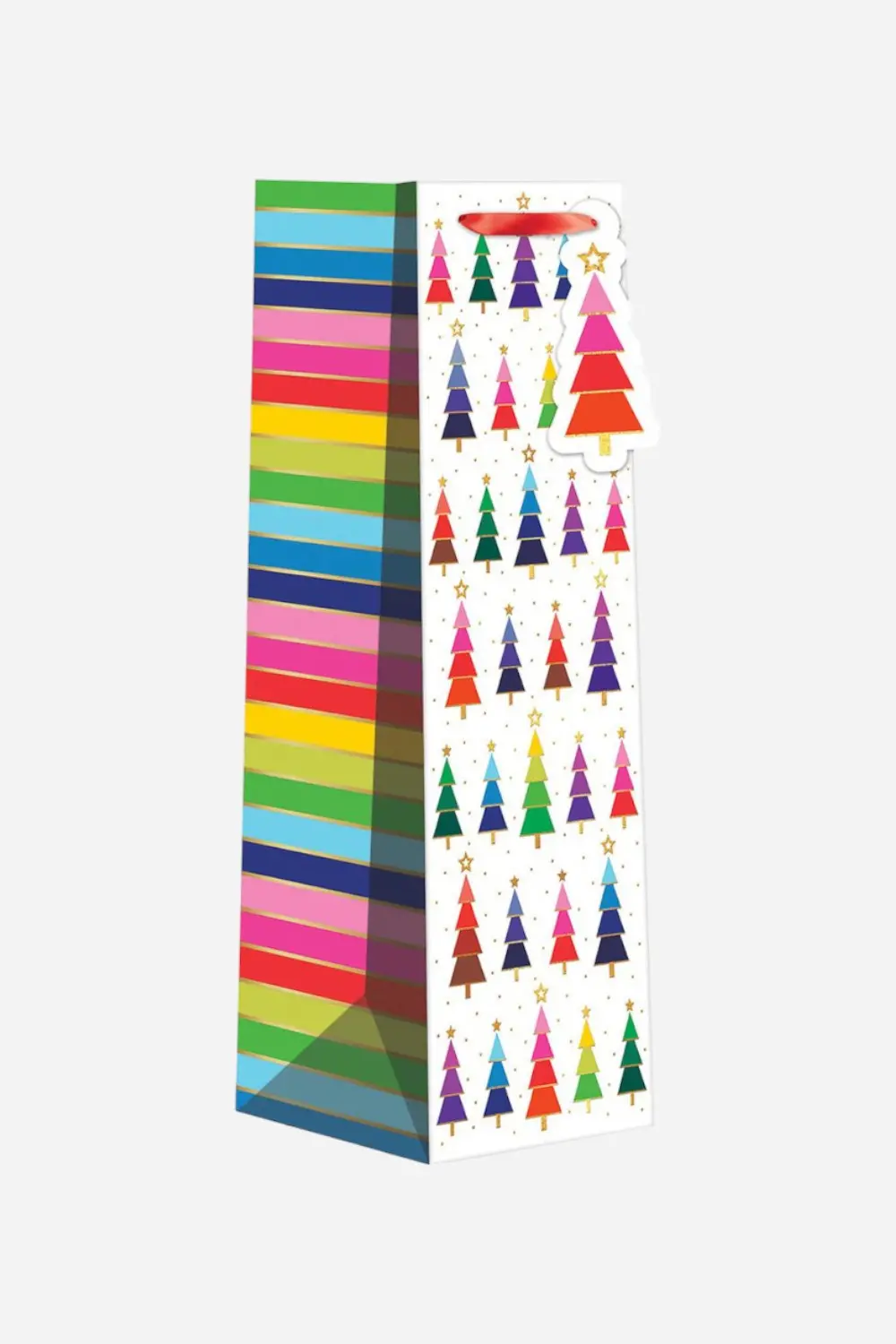 Rainbow Trees Bottle Tote Gift Bag 1