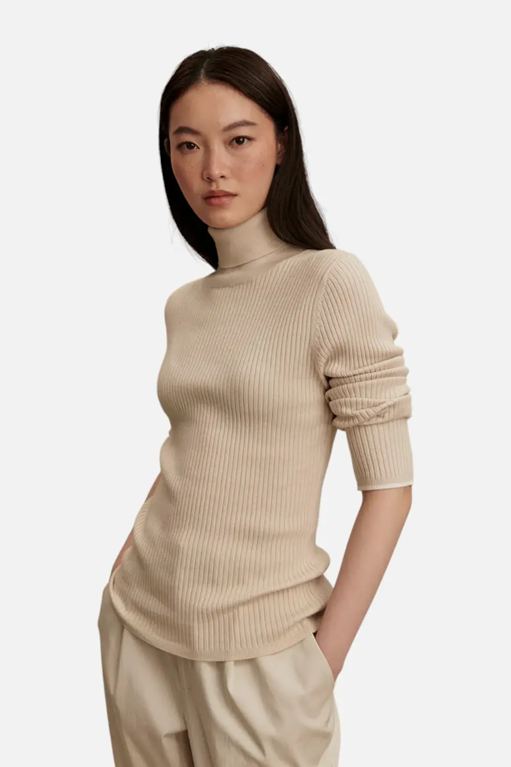 Varley Women's Ravena Roll Neck Top 2.0 Silver Birch 3