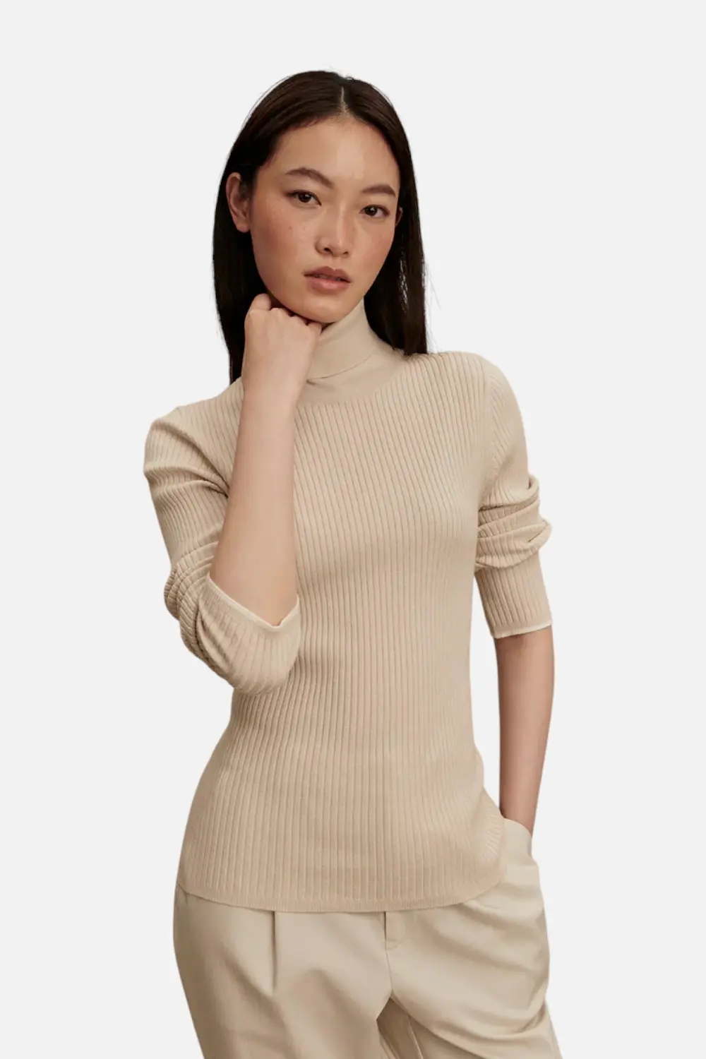 Varley Women's Ravena Roll Neck Top 2.0 Silver Birch 1