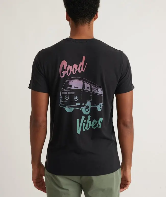 Marine Layer Re-Spun Graphic Tee In Faded Black 1