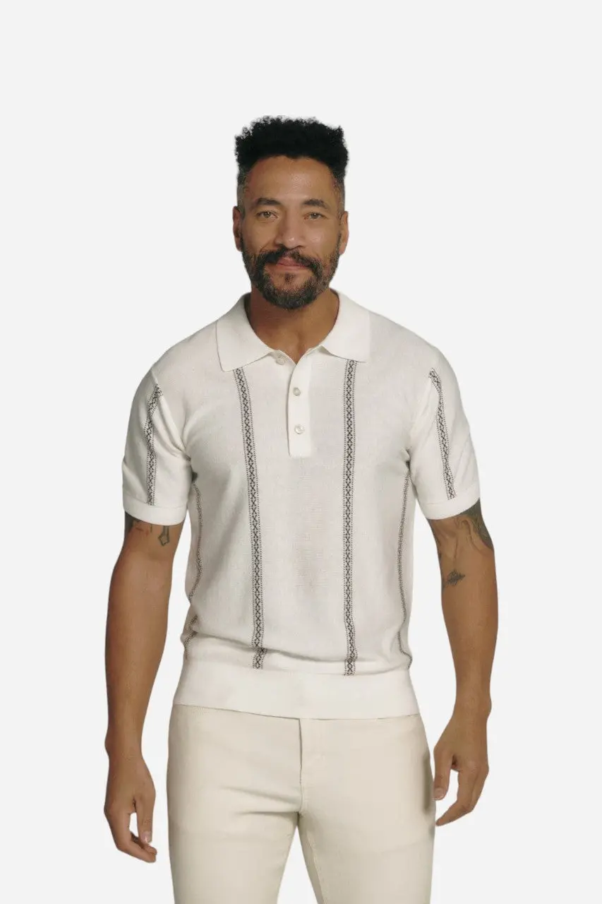 7 Diamonds Reagan Sweater Polo In Natural 1