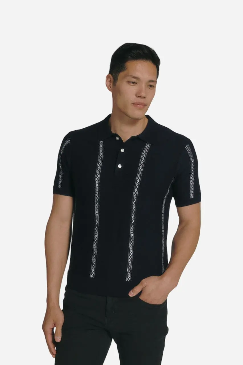 7 Diamonds Reagan Sweater Polo In Navy 1
