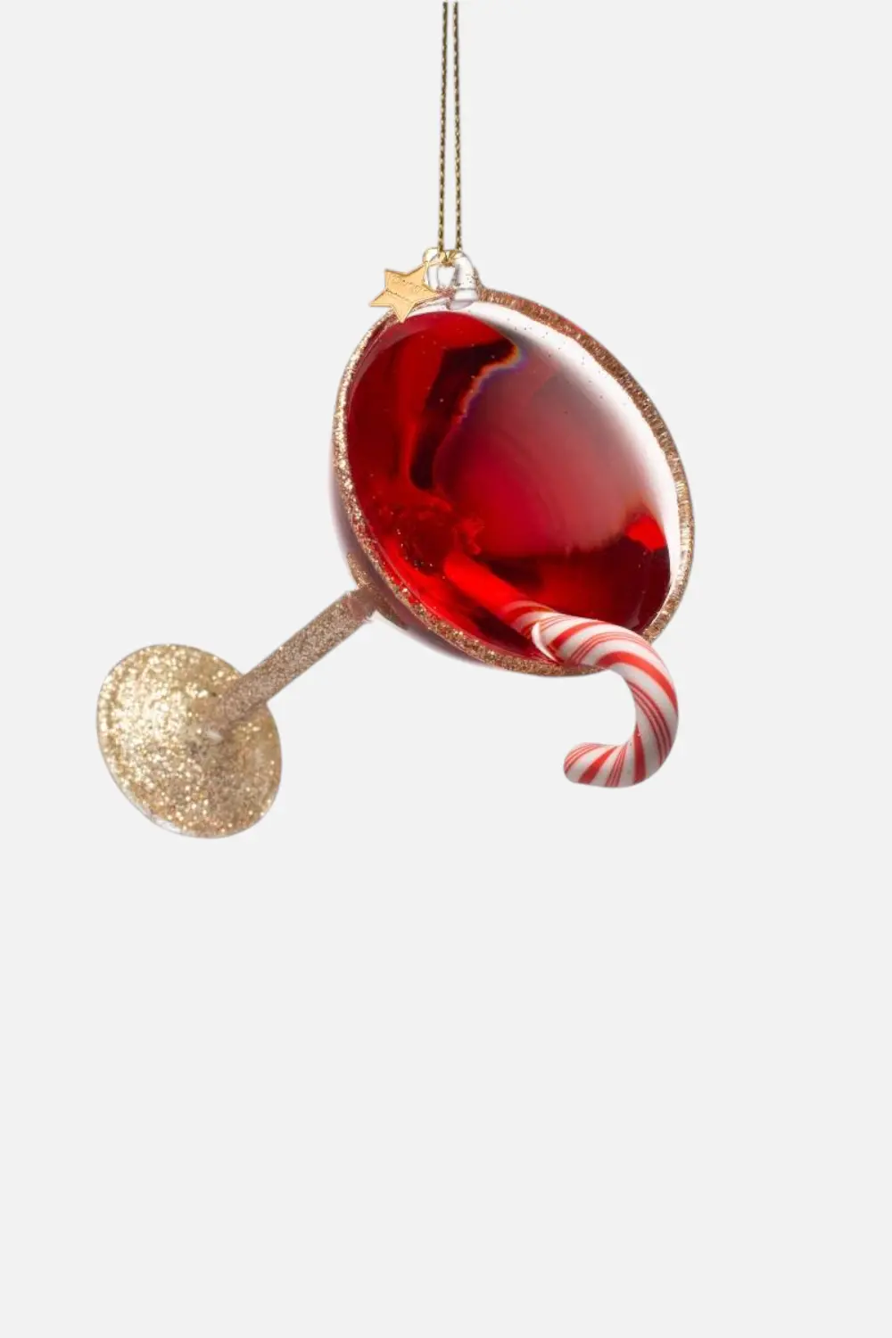 Glass Red Christmas Cocktail Ornament 1