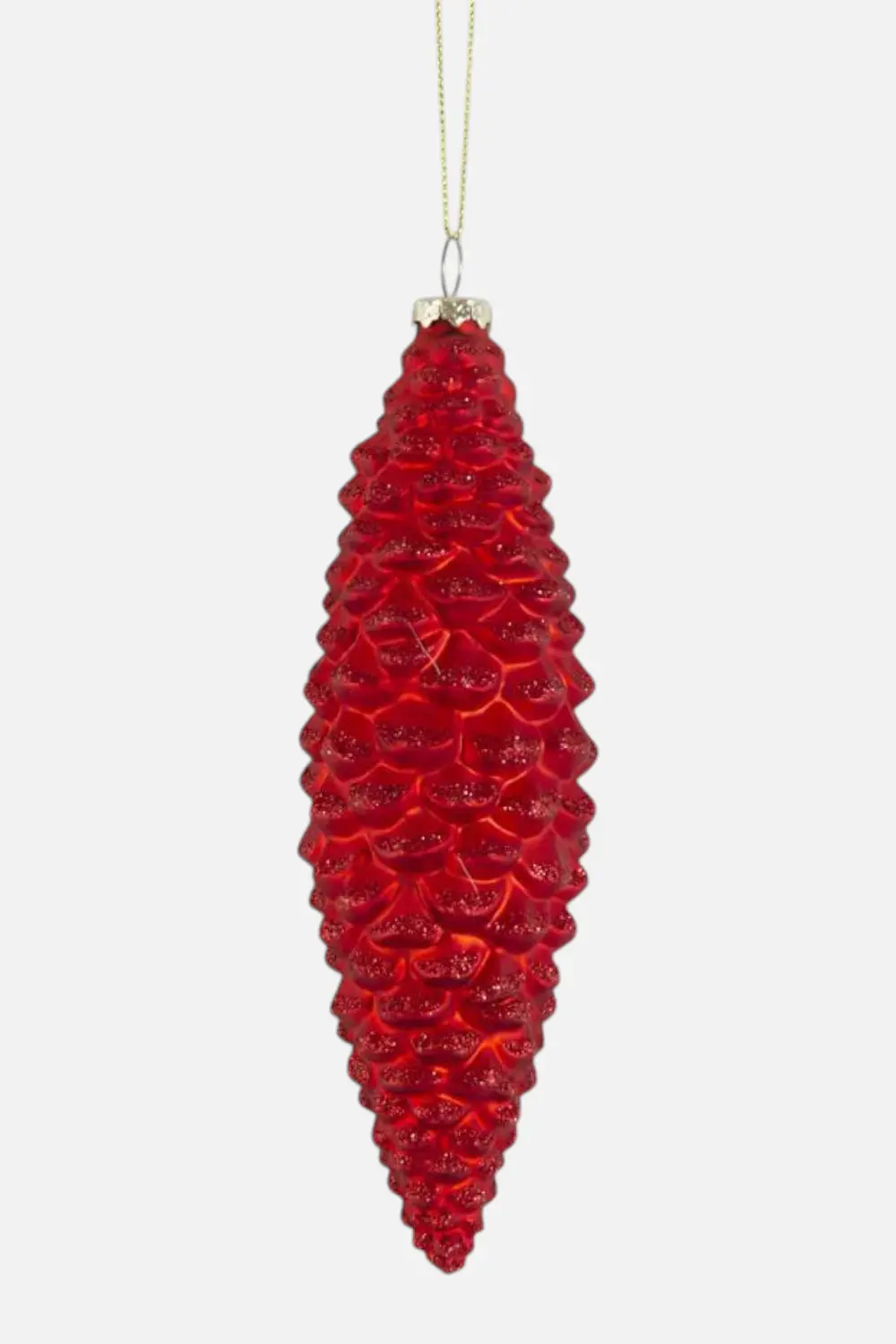 Red Glittered Glass Pinecone Ornament 1