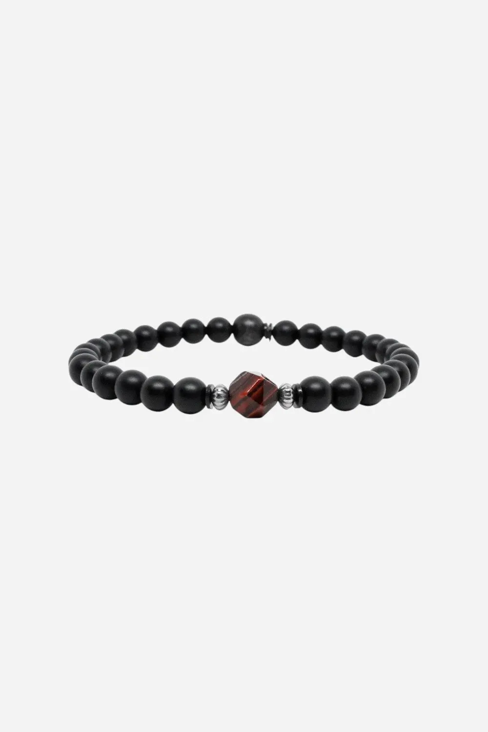 Kenton Michael Red Tiger Faceted Gemstone Black Onyx Men's Bracelet - Large 1