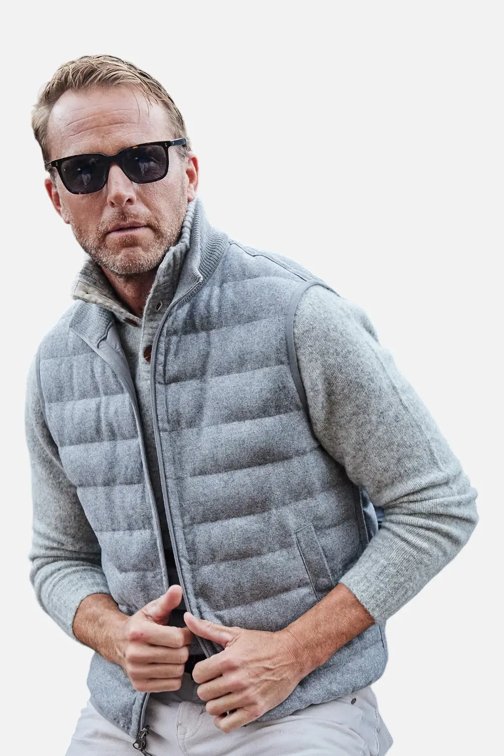 Collars & Co Men's Regent Reversible Quilted Wool Vest In Grey 1