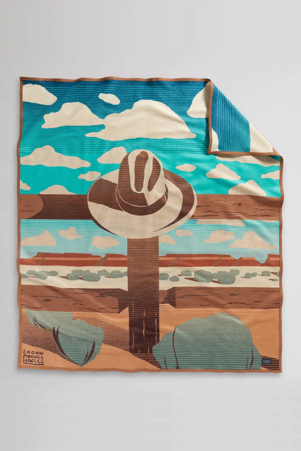 Pendleton Woolen Mills Resting Place Throw Blanket In Tan Turquoise 1
