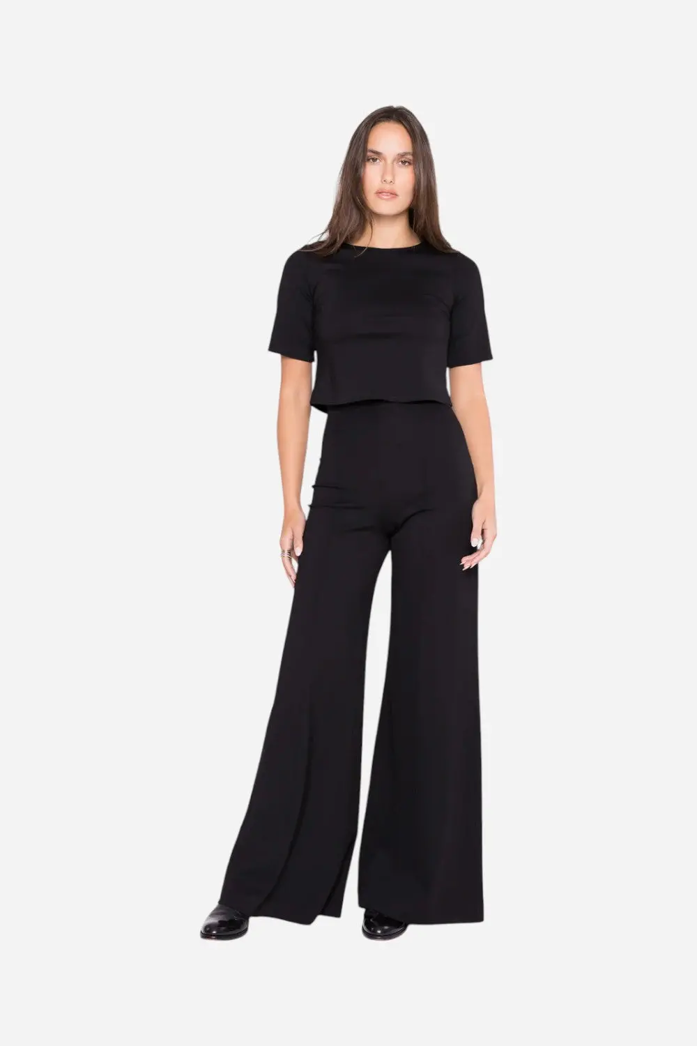 Ripley Rader Black Ponte Knit Wide Leg Pant 1