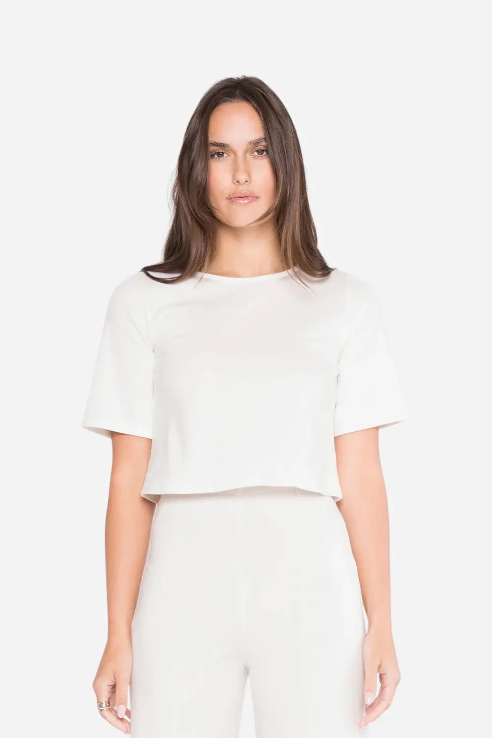Ripley Rader Off-White Ponte Knit Short Sleeve Top 1