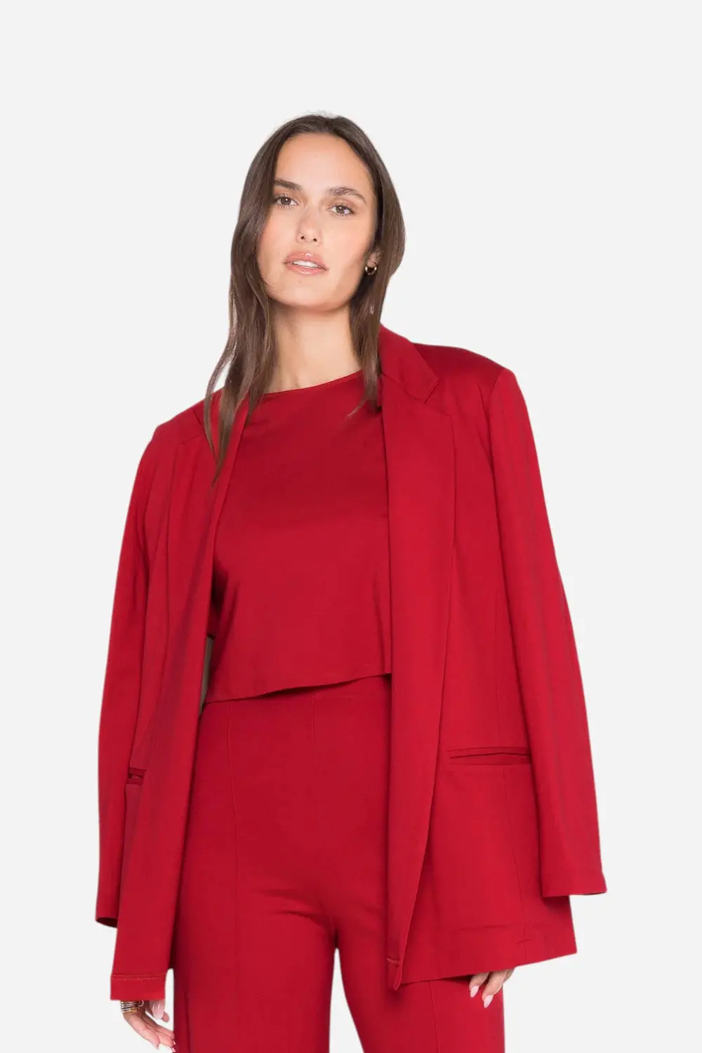 Ripley Rader Red Ponte Knit Oversized Blazer 1