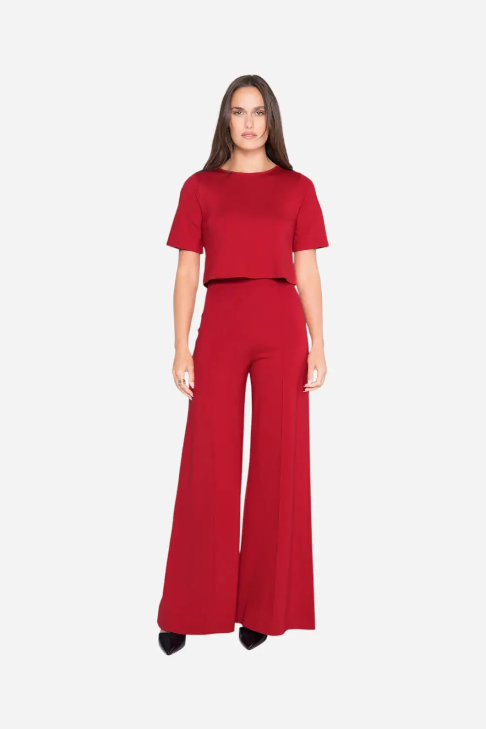 Ripley Rader Red Ponte Knit Wide Leg Pant 1