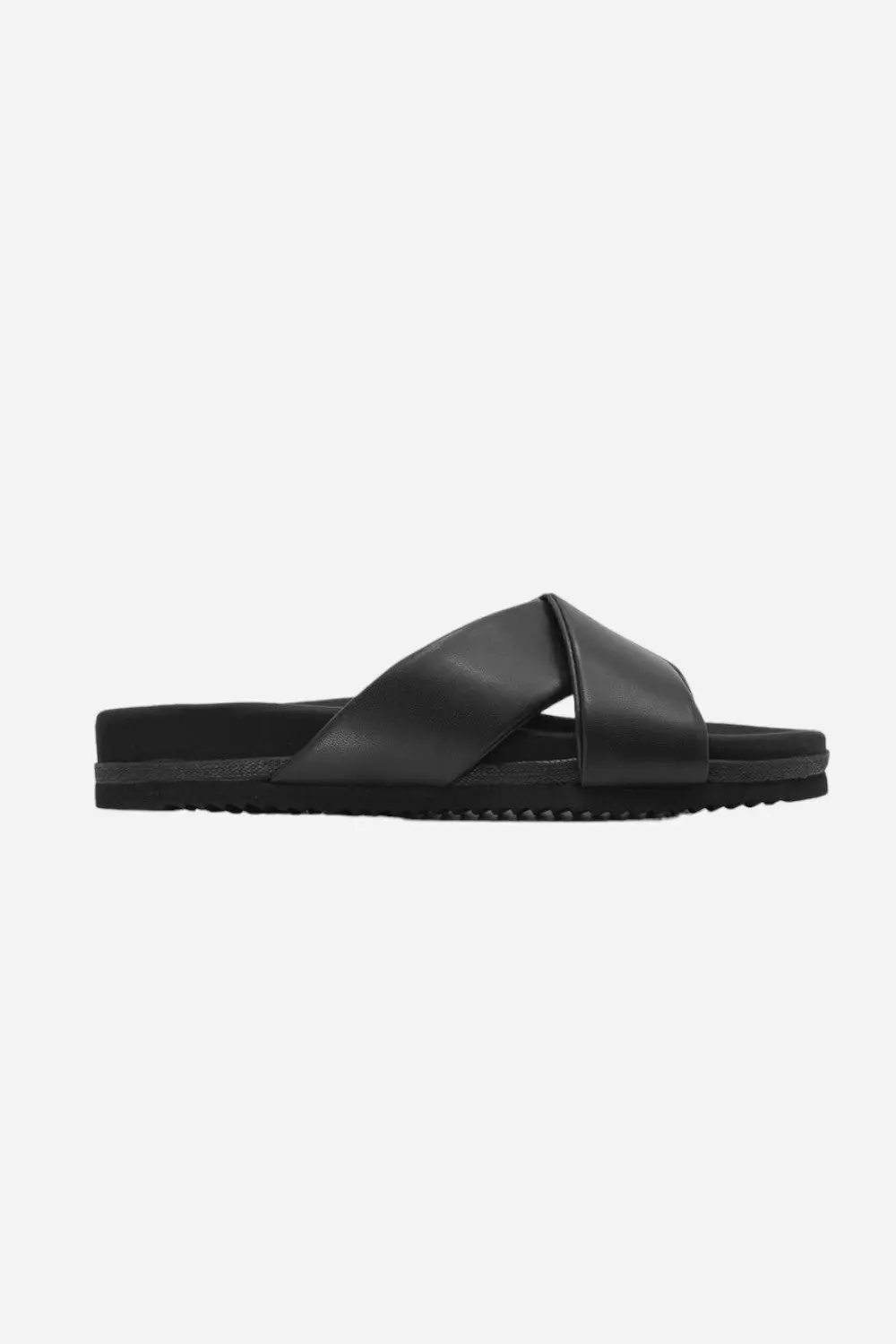 Roam Wing Sandals In Black Vegan Leather 1