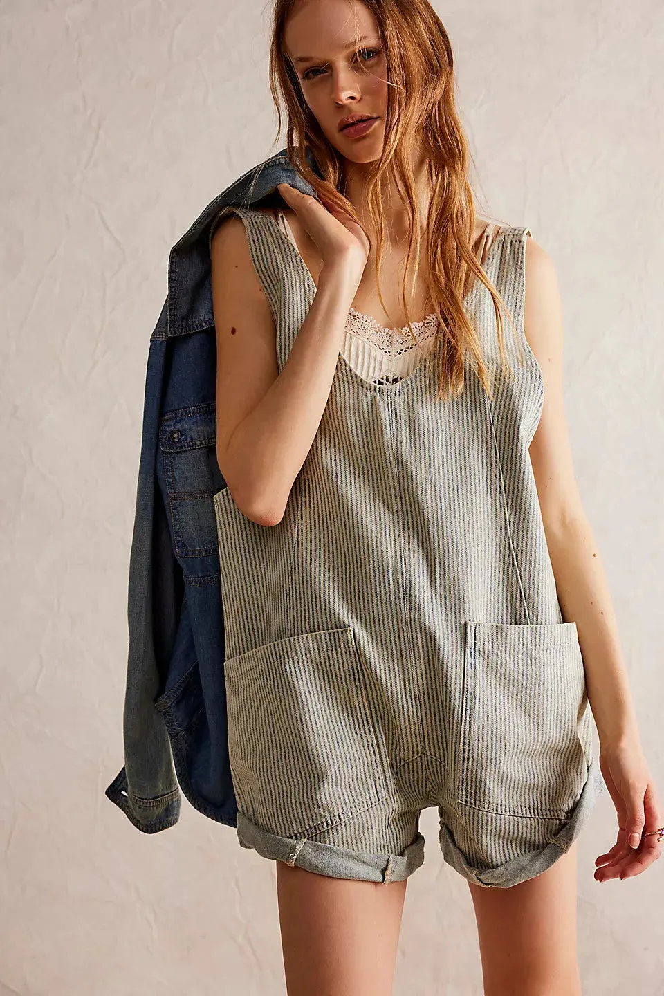 Free People Roller Railroad Shortall In Pillow Talk Stripe 1