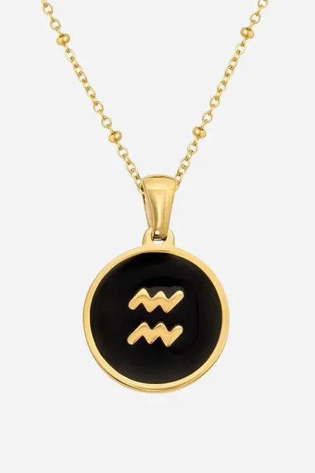 Farrah B Round Zodiac Charm - Aquarius 1