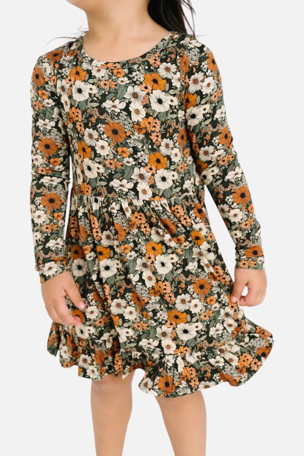 Little One Shop Toddler Rustic Blooms Bamboo Long Sleeve Dress 1