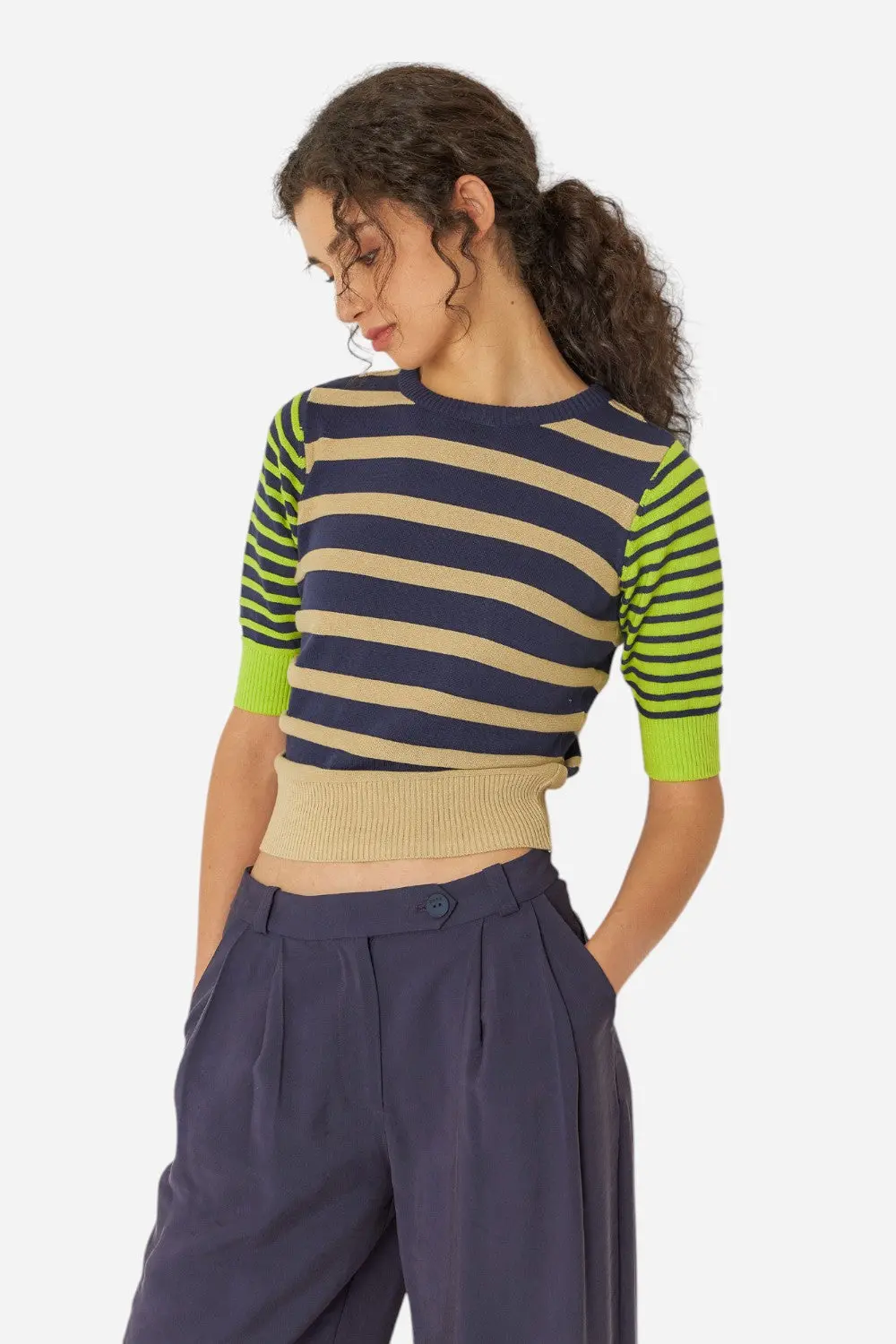 Skfk Muike-Gots Sweater In Navy/Sand 1