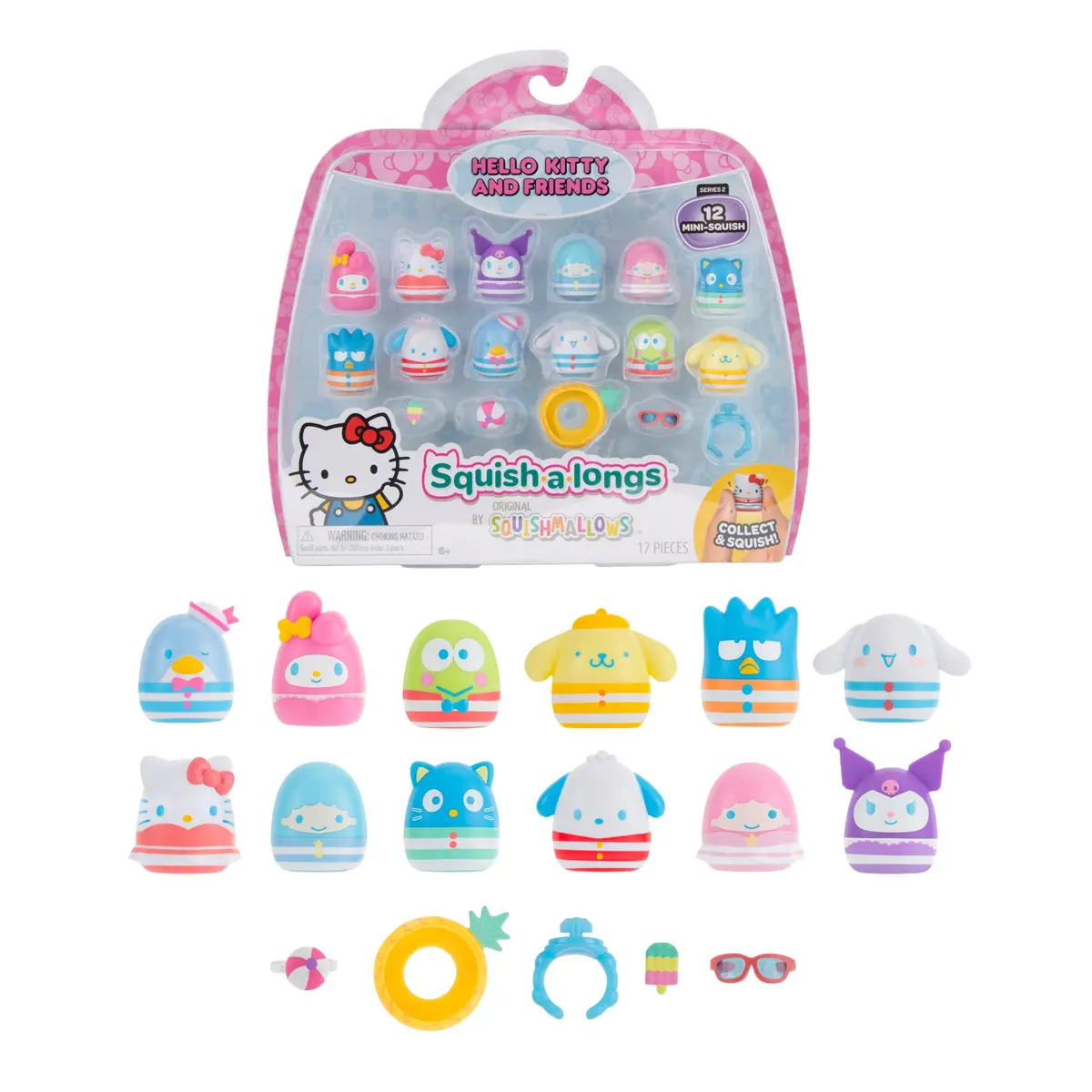 Squish-A-Longs Hello Kitty And Friends Pool Party Mini-Squish + Accessory 12-Pack 1