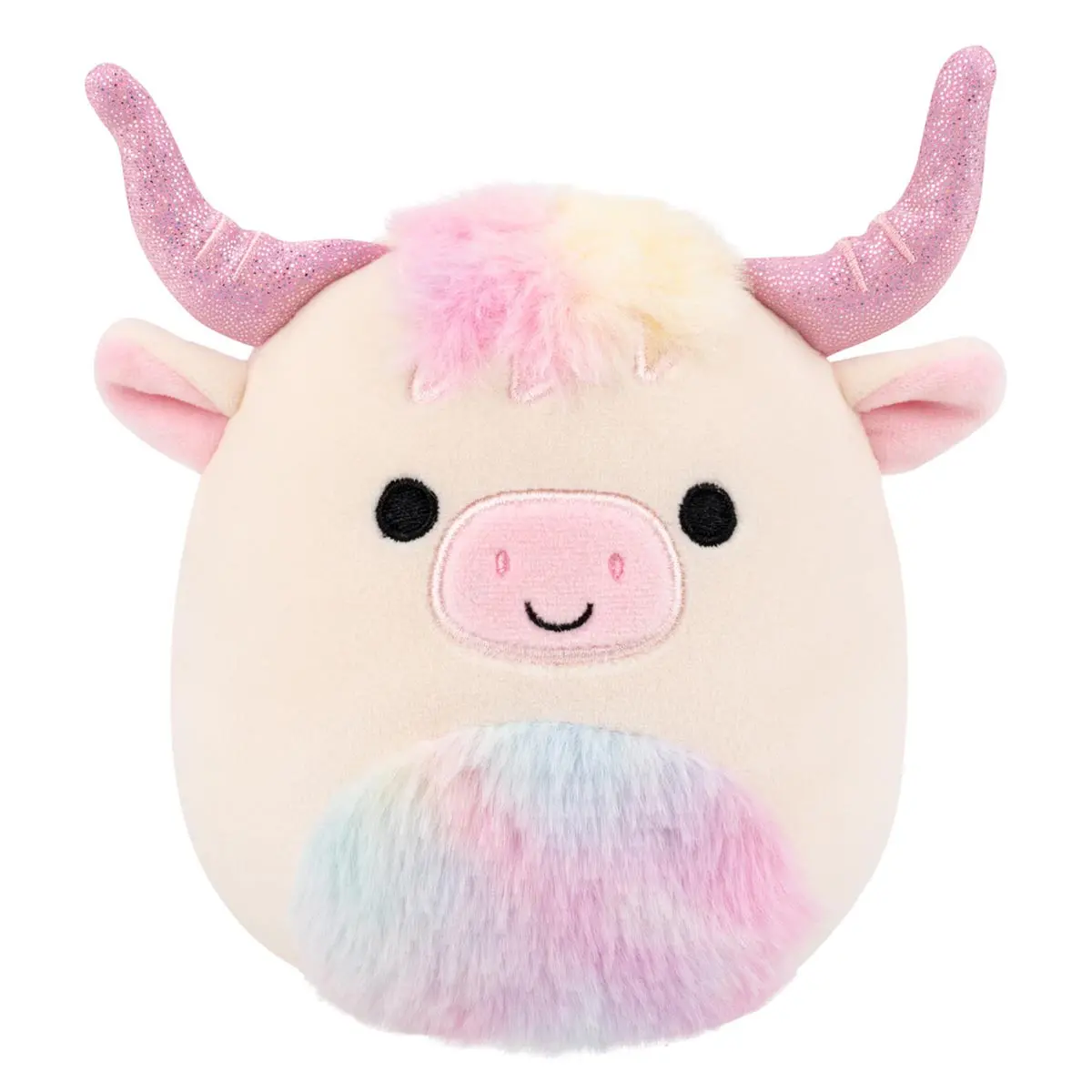 5-Inch Dagnus The Tan Highland Cow With Rainbow Tie-Dye Belly 1