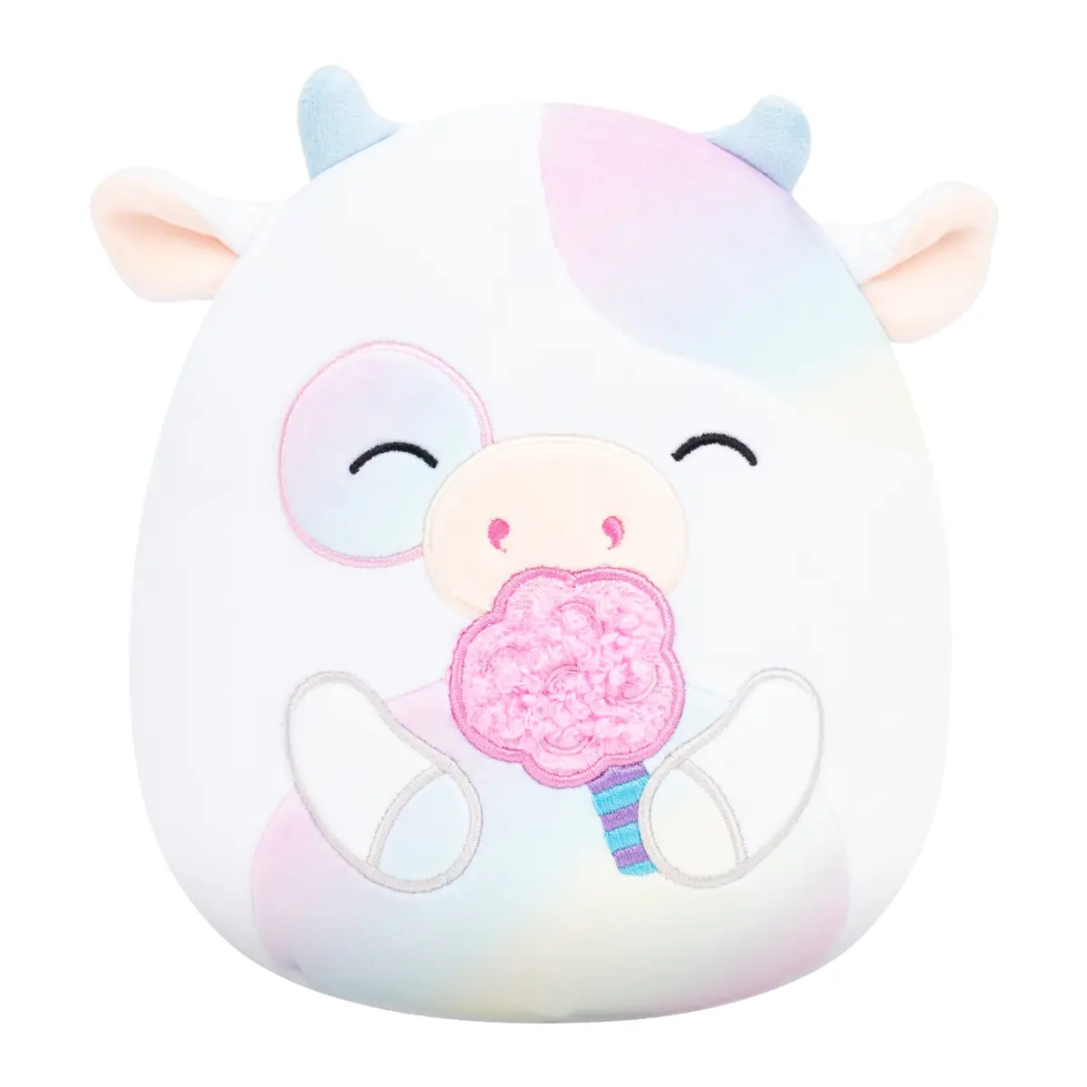 5-Inch Belozi The White And Rainbow Tie-Dye Cow Holding Cotton Candy 1