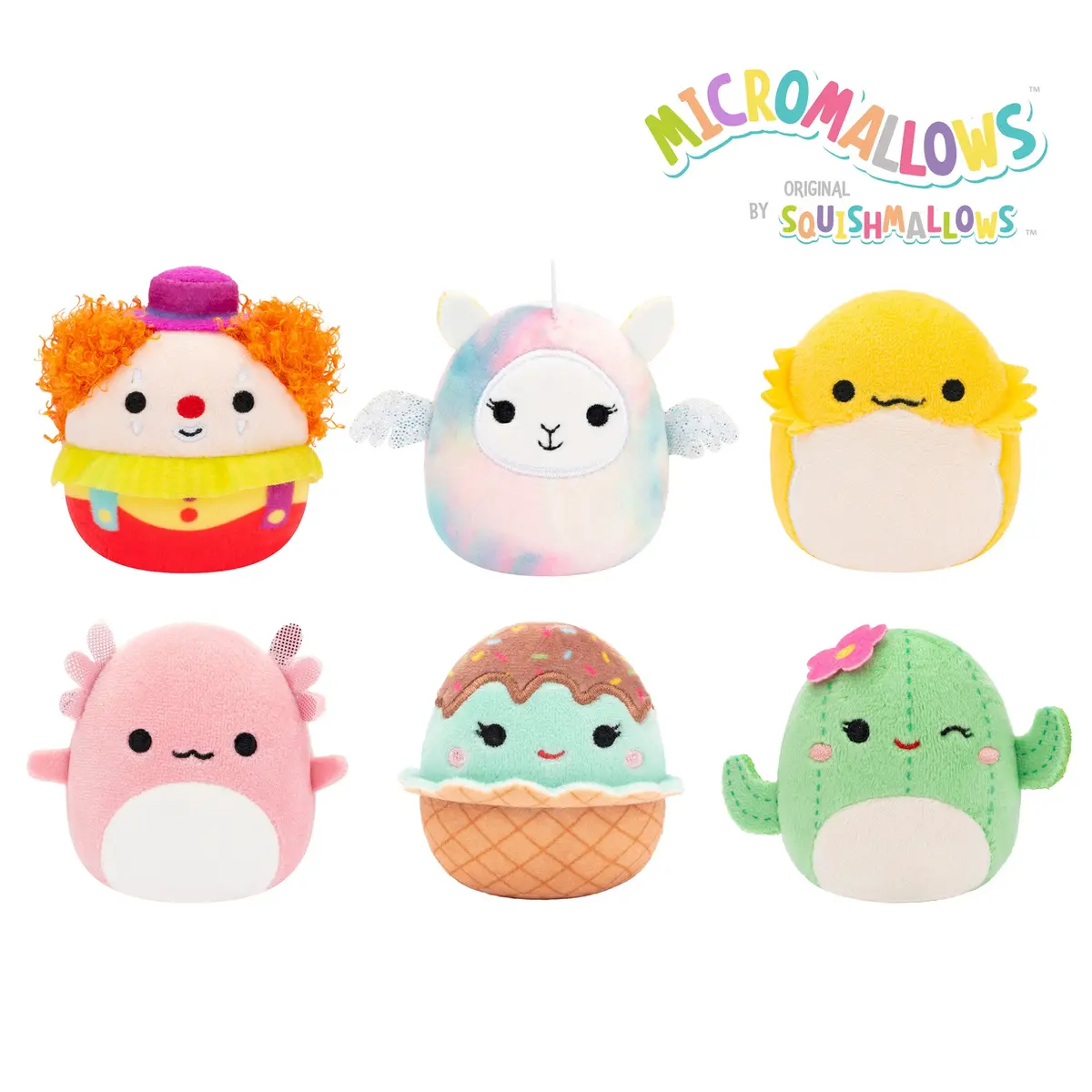 Micromallows 6-Pack – Archie Axolotl, Bimbi Clown, Lucy-May Llamapegacorn, Maritza Cactus, Maya Sundae, Rodry Bearded Dragon 1