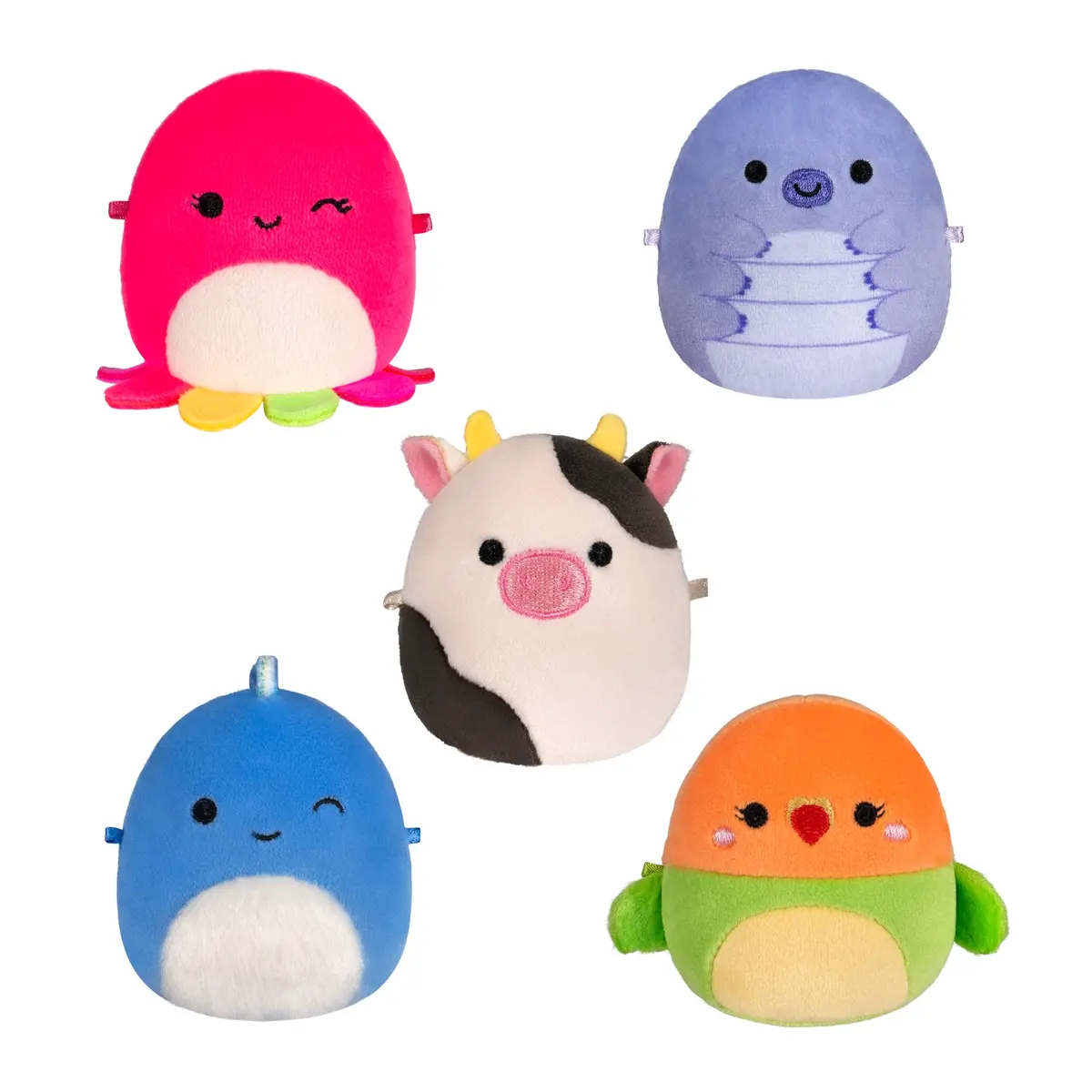 Micromallows 5-Pack - Tew Water Bear, Connor Cow, Plath Love Bird, Brody Dinosaur, Lasla Octopus 1