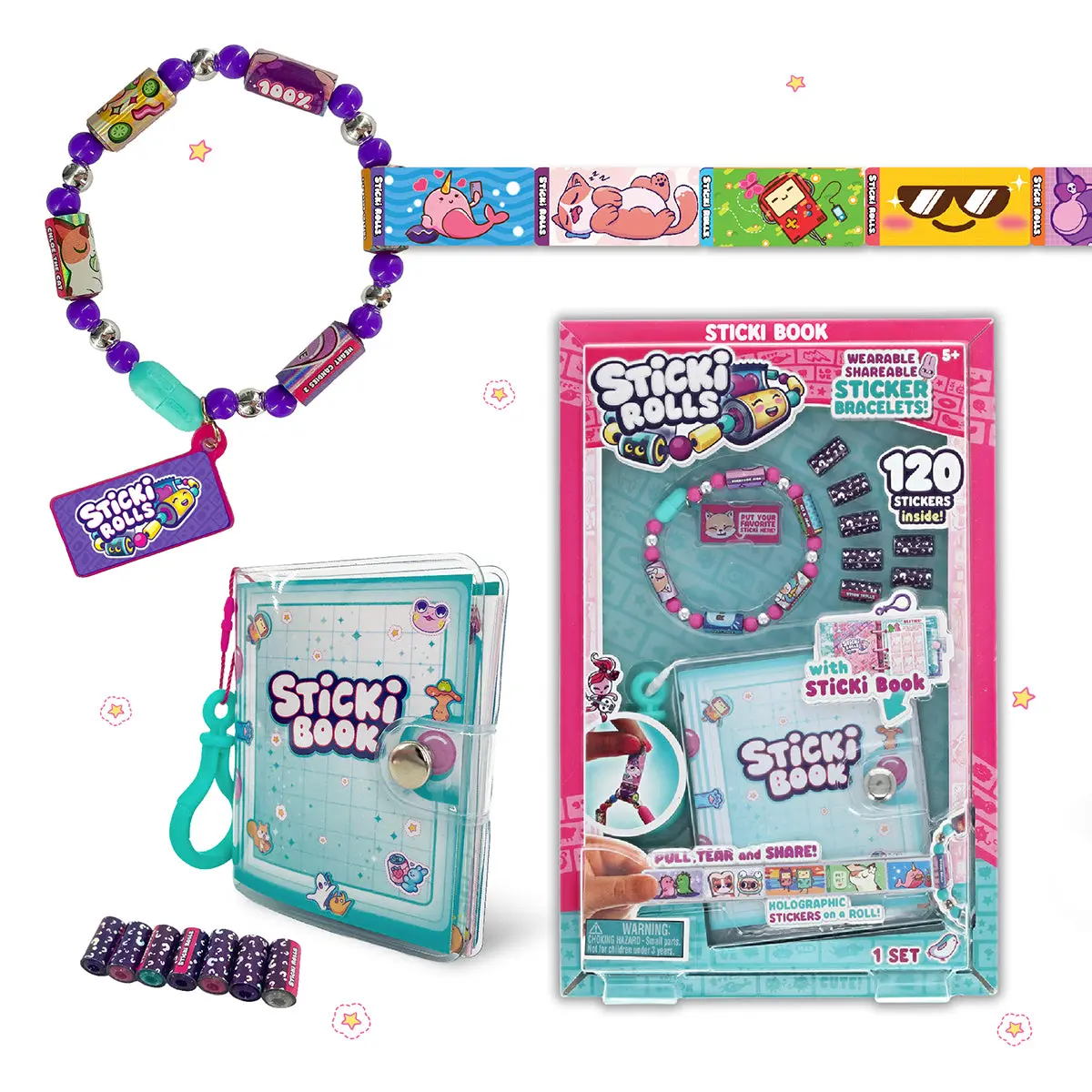 Sticki Rolls Sticki Book - Wearable & Shareable Sticker Bracelet + Collection Sticki Book 1