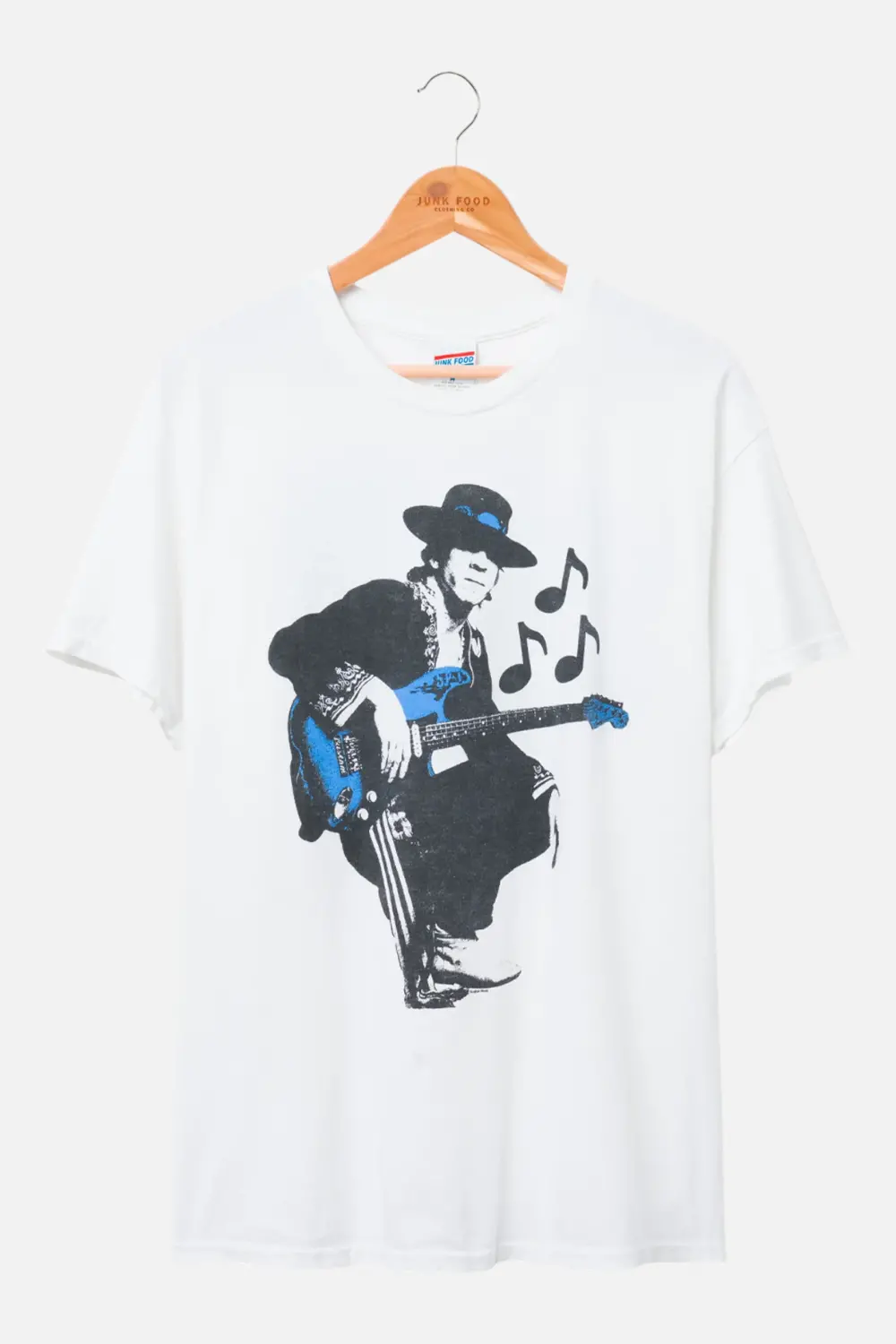 Junk Food Stevie Ray Vaughan Guitar Flee Market Tee In White 1