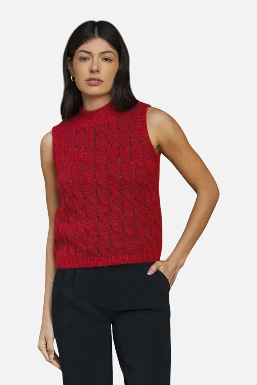 Stitches + Stripes Patty Vest In Crimson 1