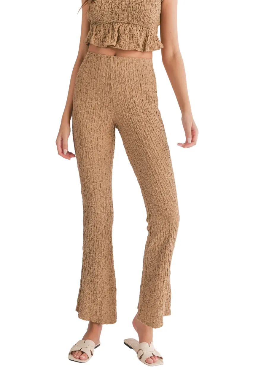 Sadie & Sage Transcend Popcorn Knit Bell Bottoms In Taupe 1