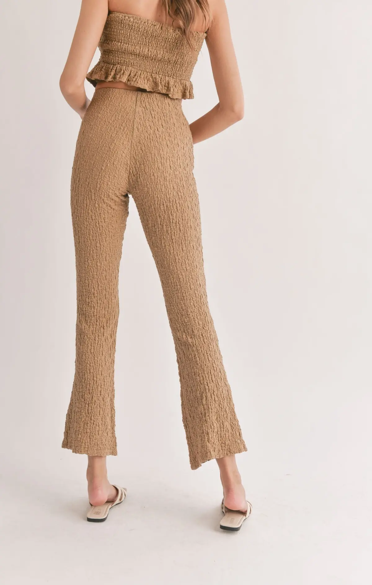 Sadie & Sage Transcend Popcorn Knit Bell Bottoms In Taupe 2