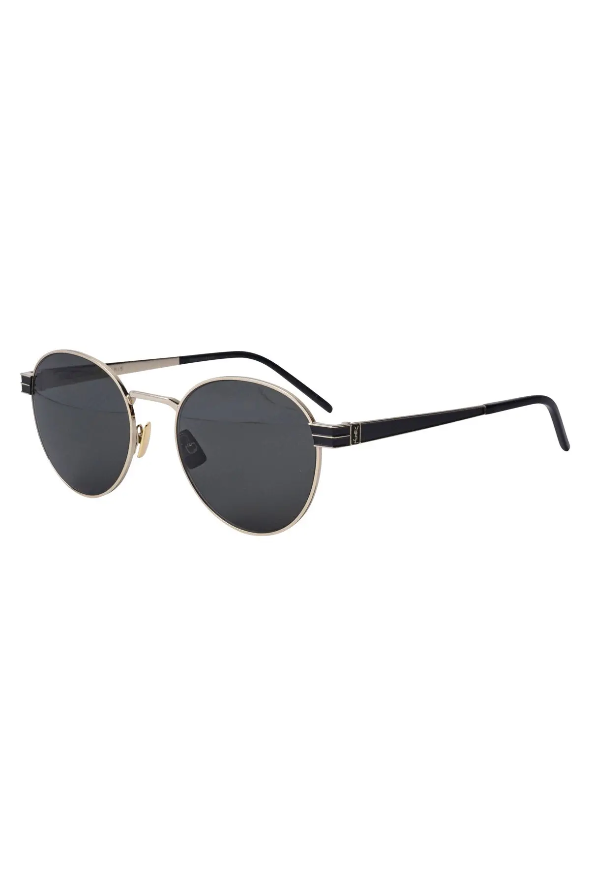 Saint Laurent Round Frame Monogram Sunglasses With Gray Lenses 1