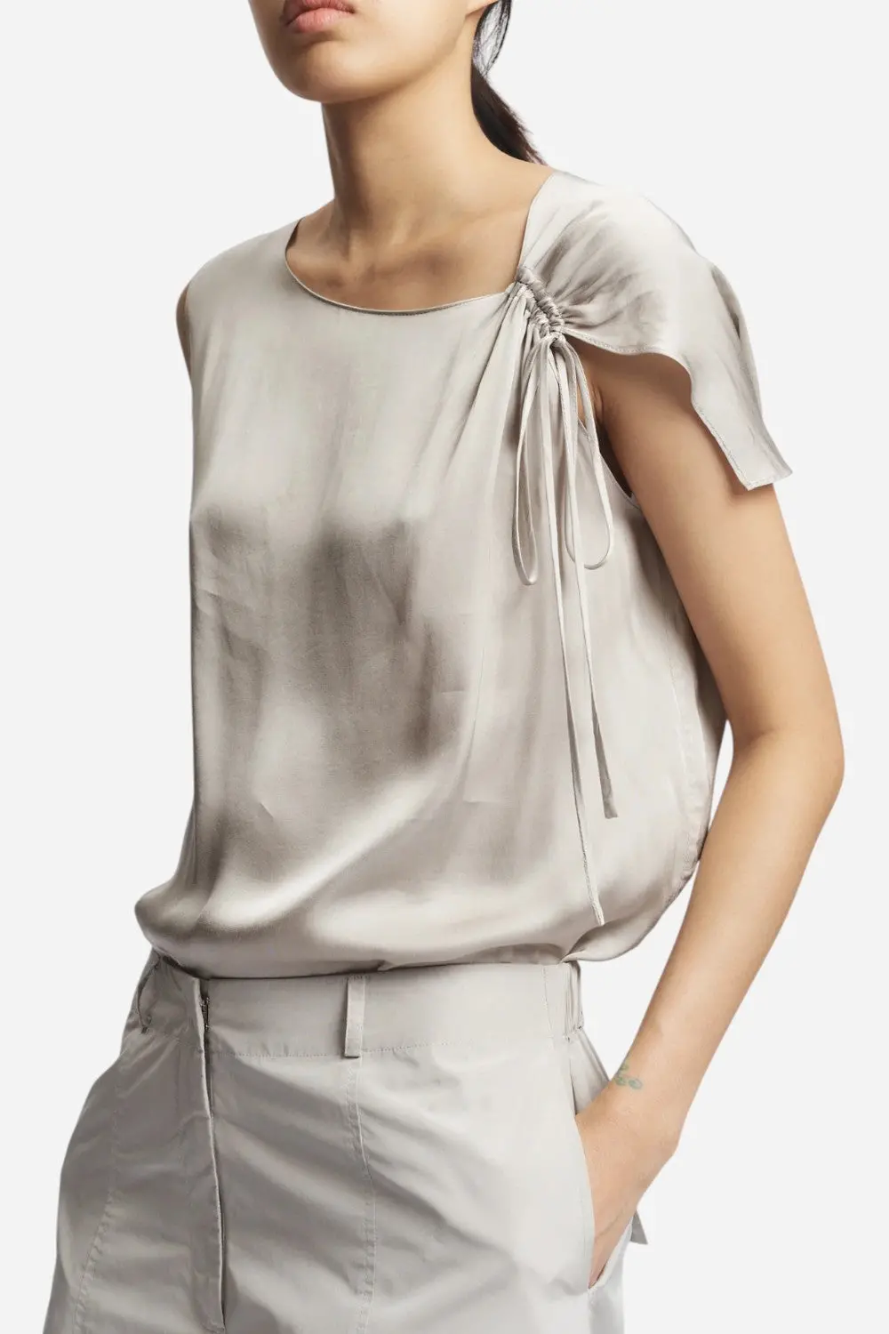 Saint Art Lola Tie Blouse Pumice 1