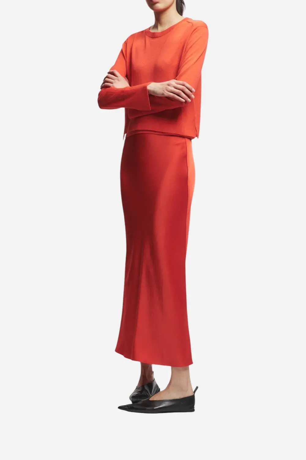 Saint Art Talia Charmeuse Maxi Skirt, Grenadine 1