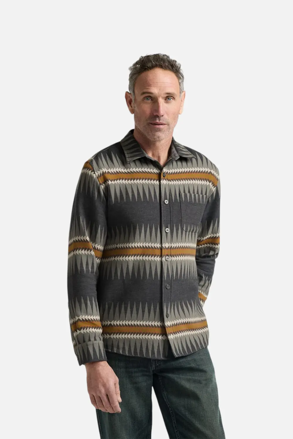 Pendleton Men's Sawtooth Cotton Chamois Shirt In Charcoal 1