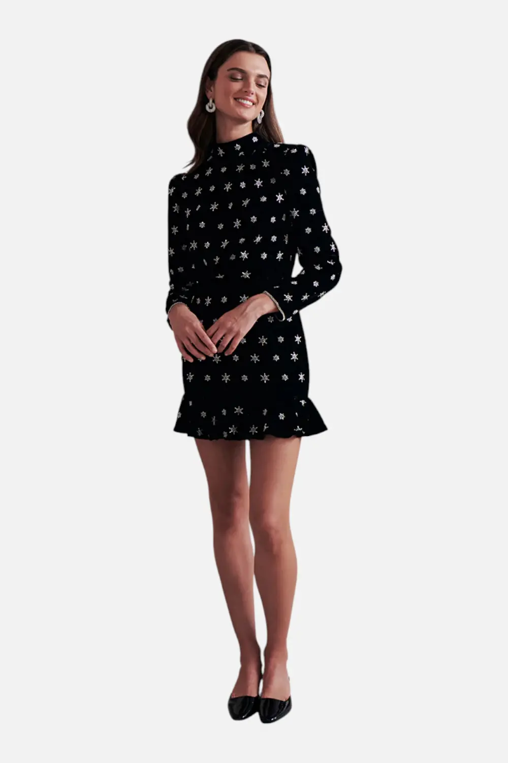 Saylor Merryn Beaded Velvet Mini Dress In Black 1