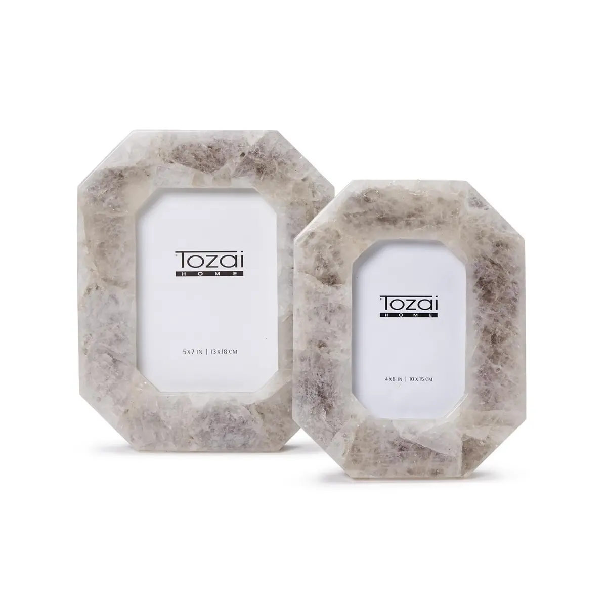 White Quartz Octagonal Picture Frame, 5X7 1