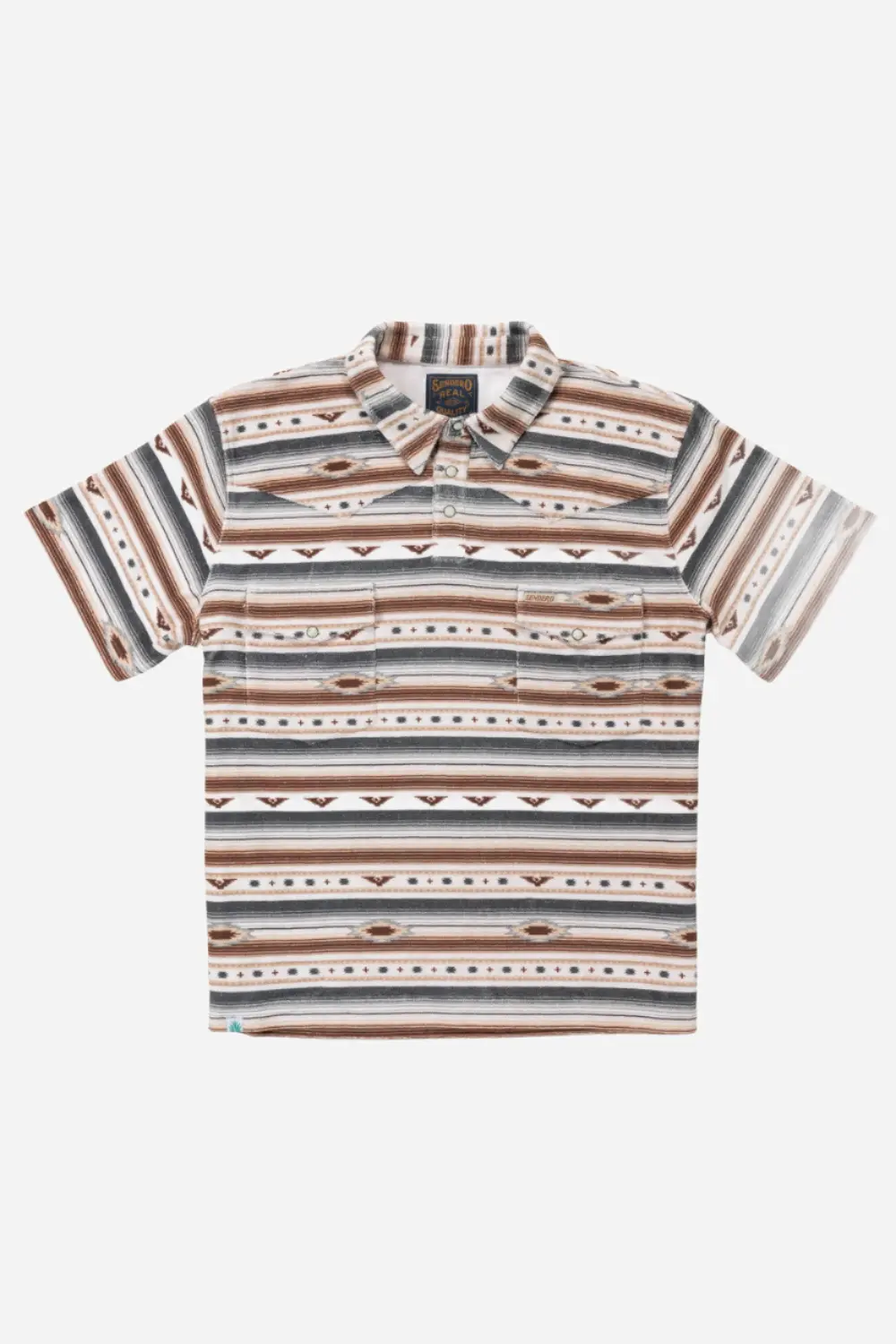 Sendero Provisions Cantina Terry Men's Polo In Gray Tan Southwest 1
