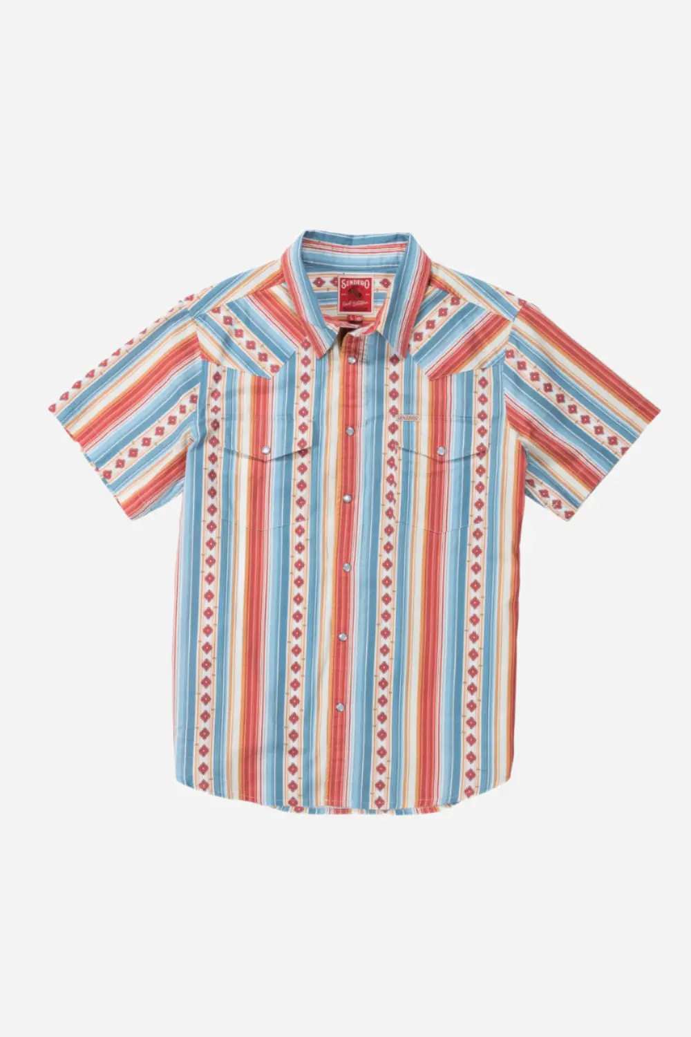 Sendero Provisions Serape Pearl Snap Short Sleeve Button Up Shirt In Sedona Red 1