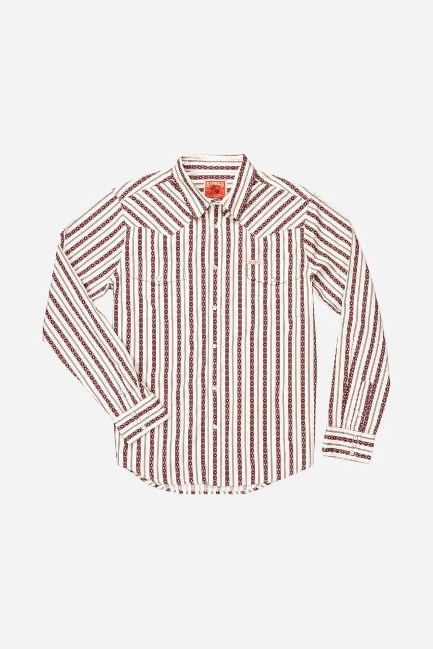Sendero Provisions The Wyatt Button Up Long Sleeve Pearl Snap Shirt Serape Burgundy 1