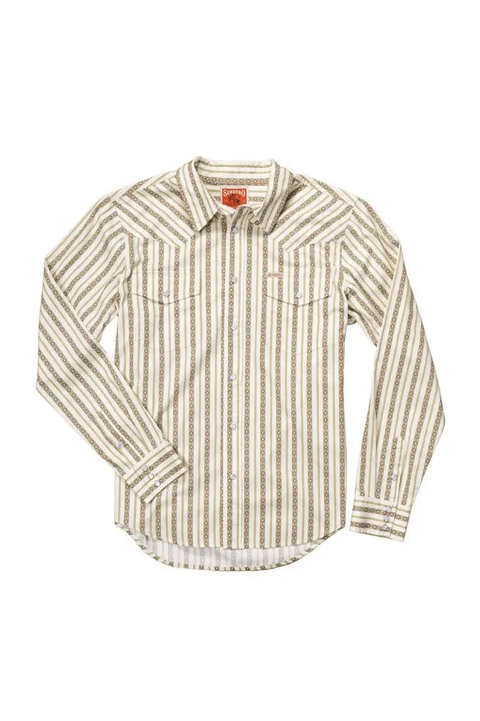 Sendero Provisions The Wyatt Button Up Long Sleeve Serape Pearl Snap Shirt In Tan 1
