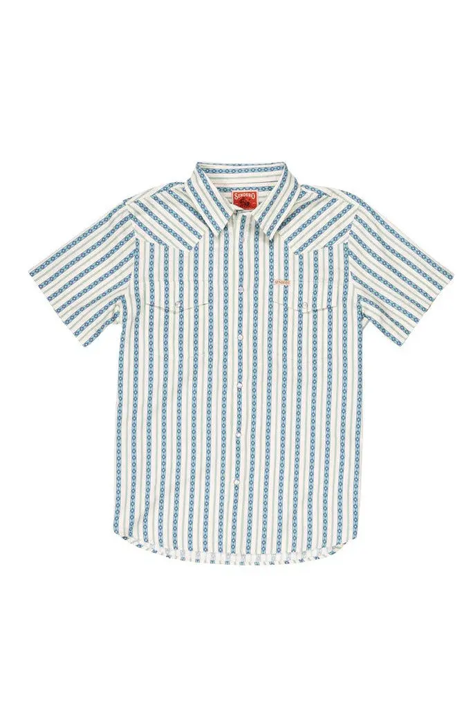 Sendero Provisions The Wyatt Button Up Serape Pearl Snap Short Sleeve In Teal 1