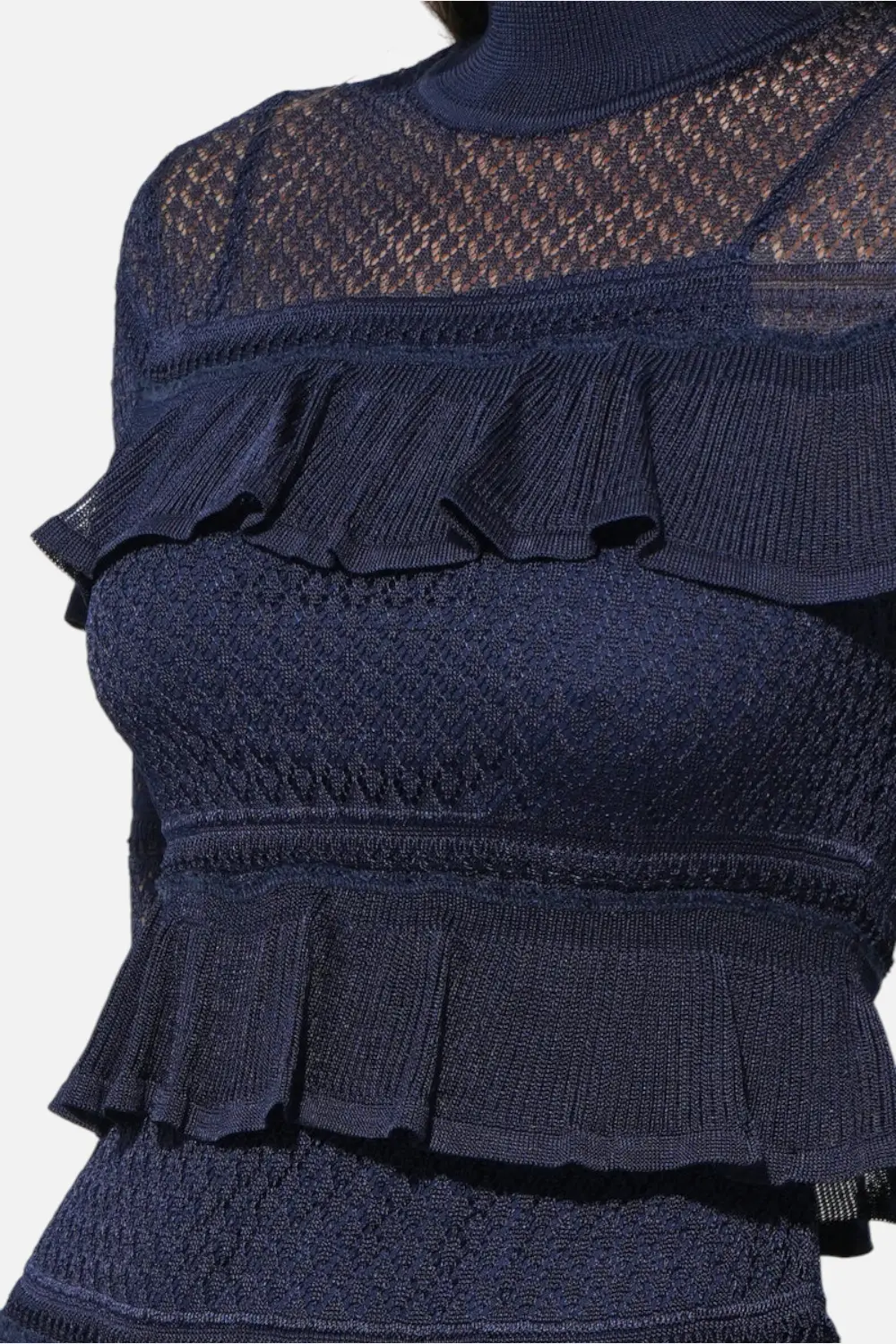 Adelyn Rae Sera Ruffled Tiered Mini Dress In Navy 2