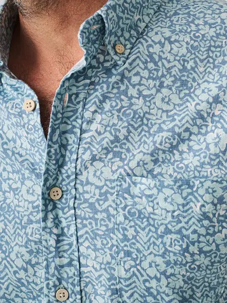 Faherty Short-Sleeve Breeze Shirt In Teal Waters Hilo 2