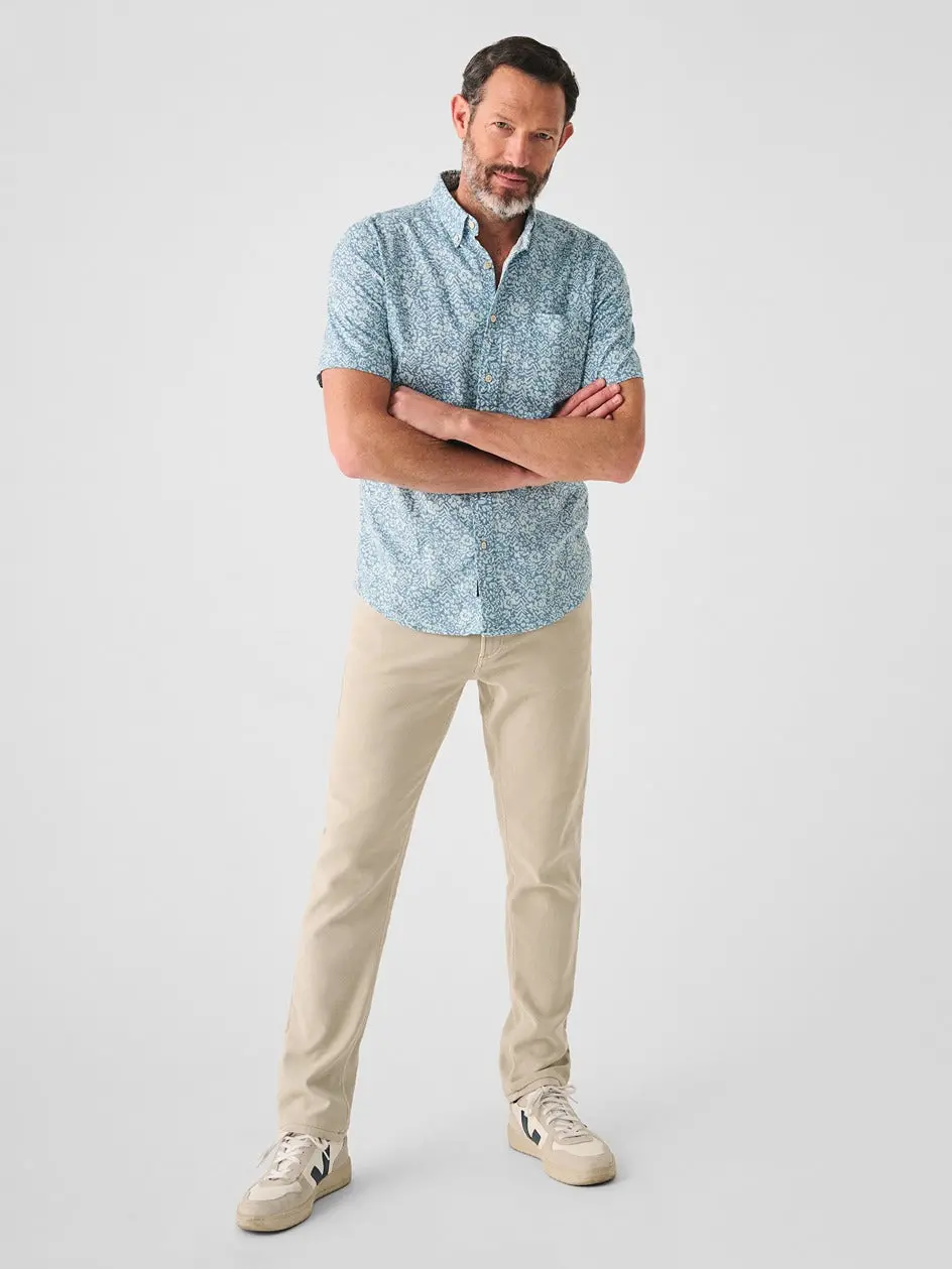 Faherty Short-Sleeve Breeze Shirt In Teal Waters Hilo 3